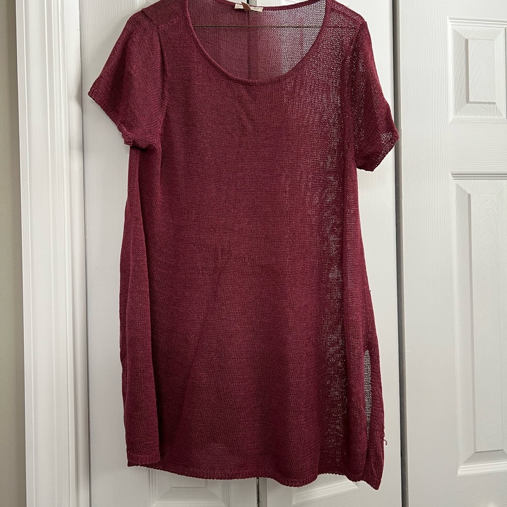 Women's Burgundy Sheer Top
